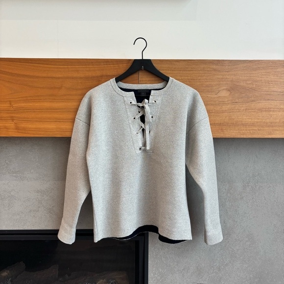 J. Crew Sweaters - J.CREW COLLECTION BONDED LACE-UP MERINO WOOL SWEATER, SIZE M
